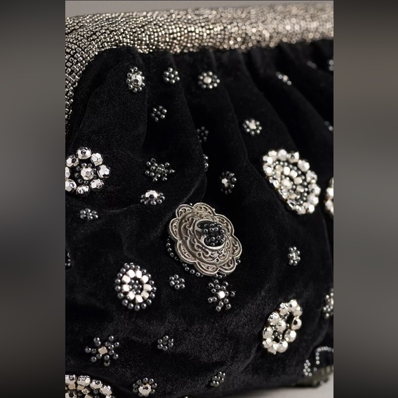 NWT Anthropologie Studded Velvet Embellished Clutch - Picture 3 of 14
